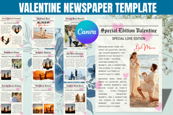 Download Valentine Newspaper Canva Template - Newspaper canva template Collection