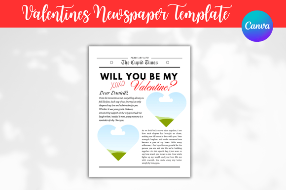 Download Valentines Newspaper Canva Templates - Newspaper canva template Collection